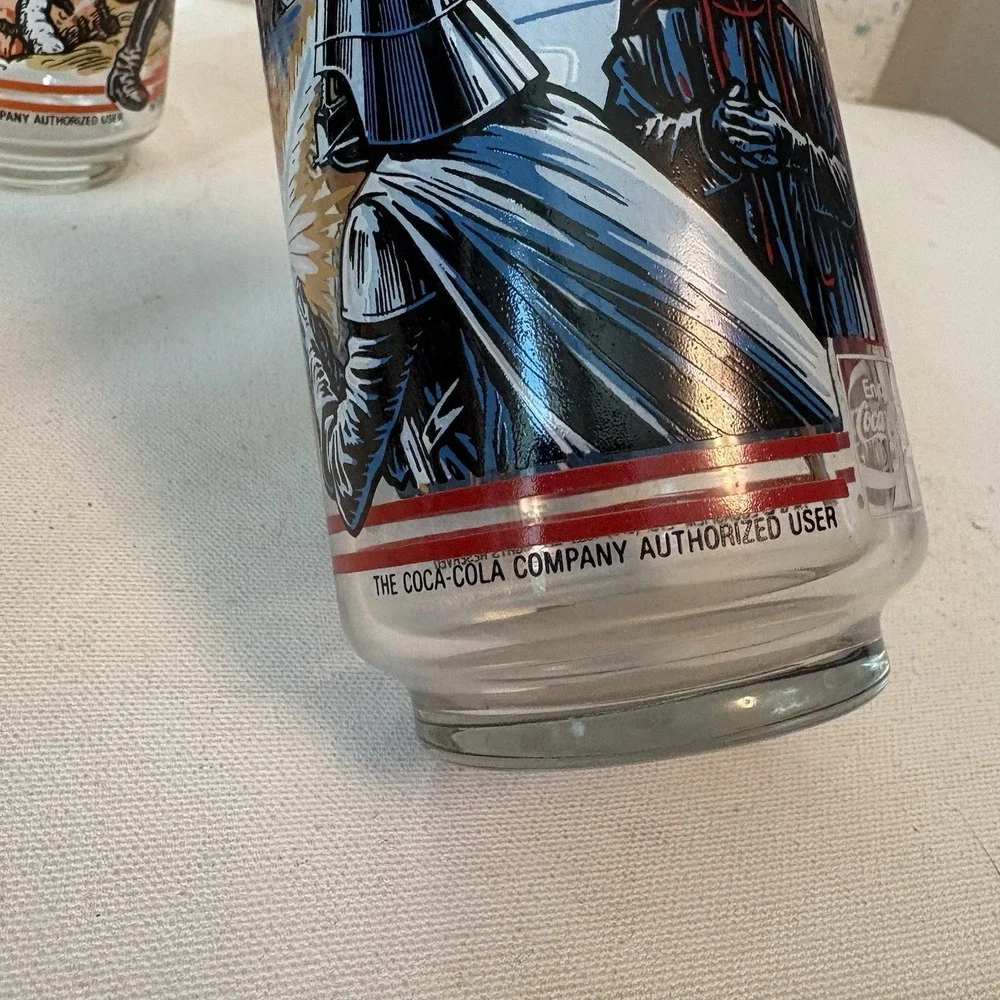 TWO Vintage 1983 Star Wars Glasses Coca Cola Burger King THRONE ROOM TATOOINE